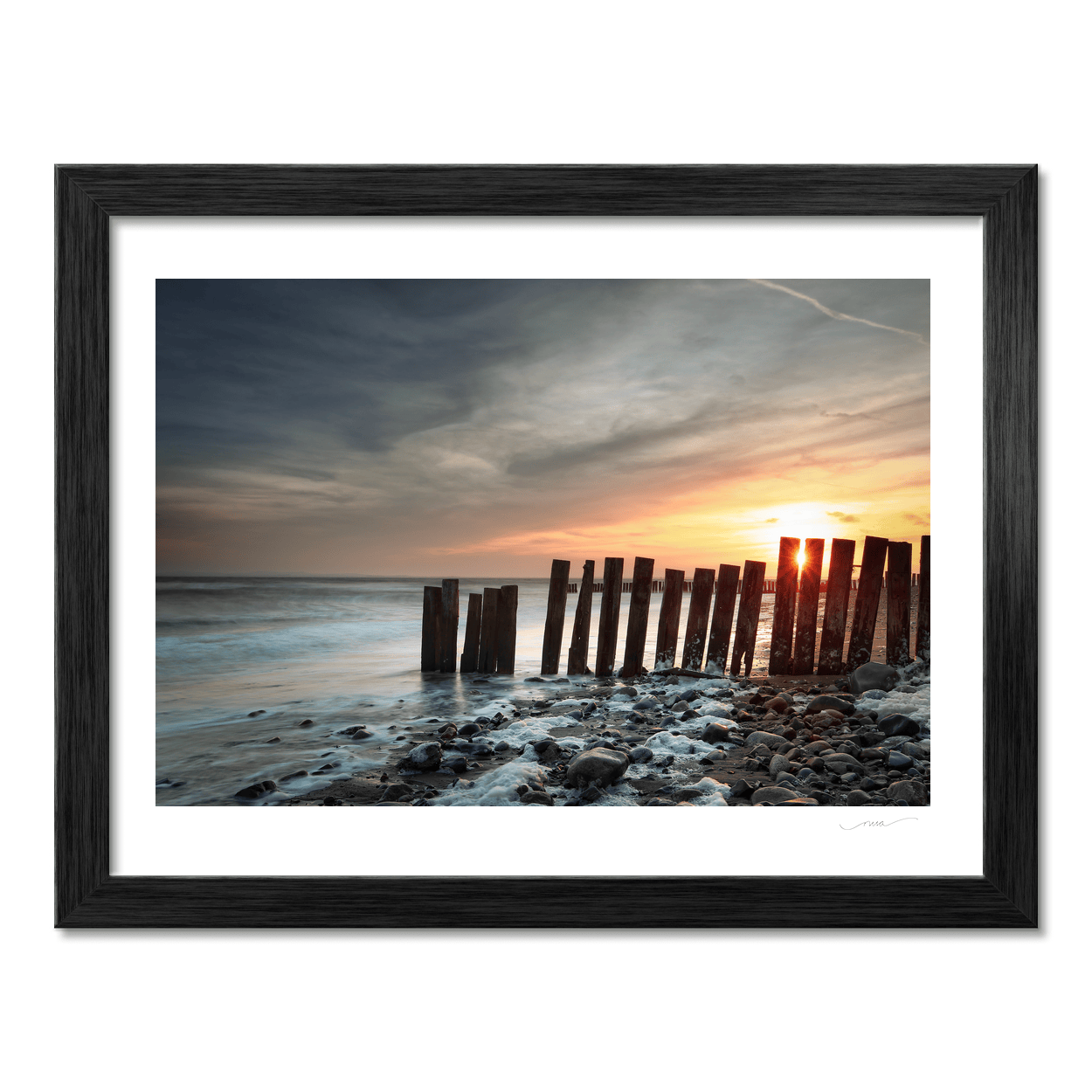 wooden-groynes-sunset-pebble-beach PM