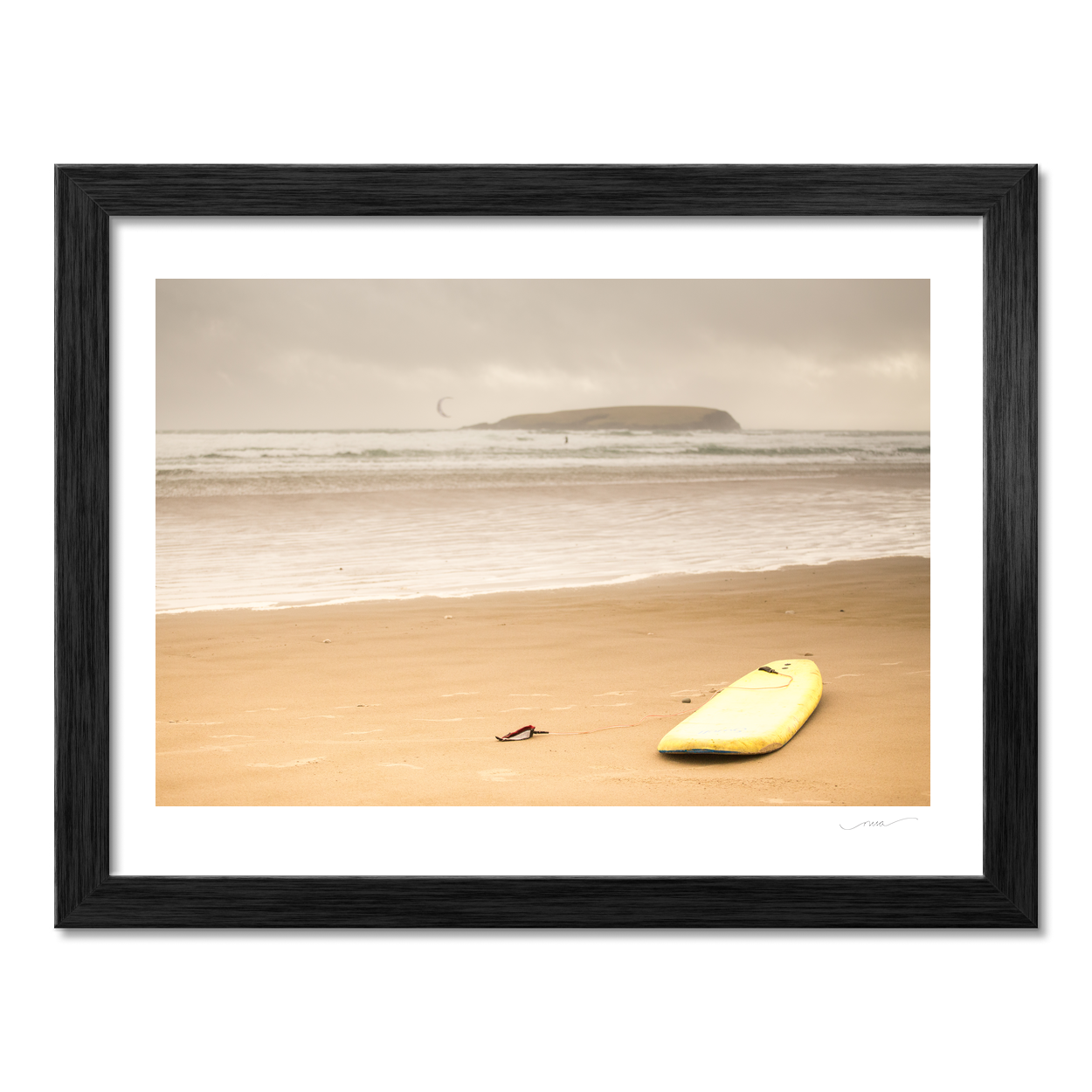 yellow-surfboard-sandy-beach-overcast-day PM