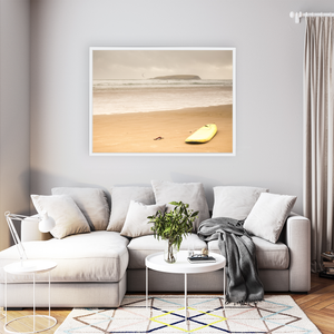 yellow-surfboard-sandy-beach-overcast-day WFW