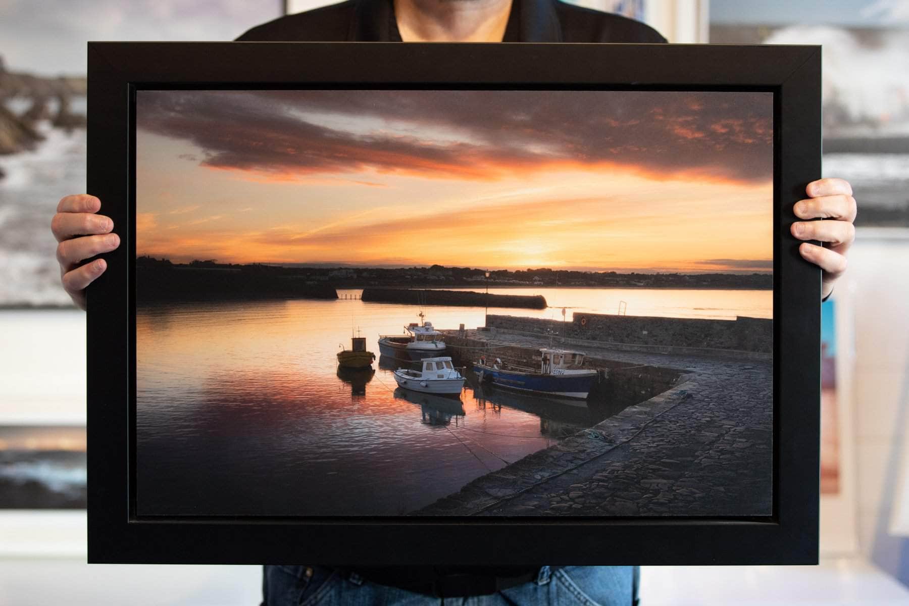 Nua Photography Framed RTG Large Black Frame - Last of the evening light down by Rush Harbour