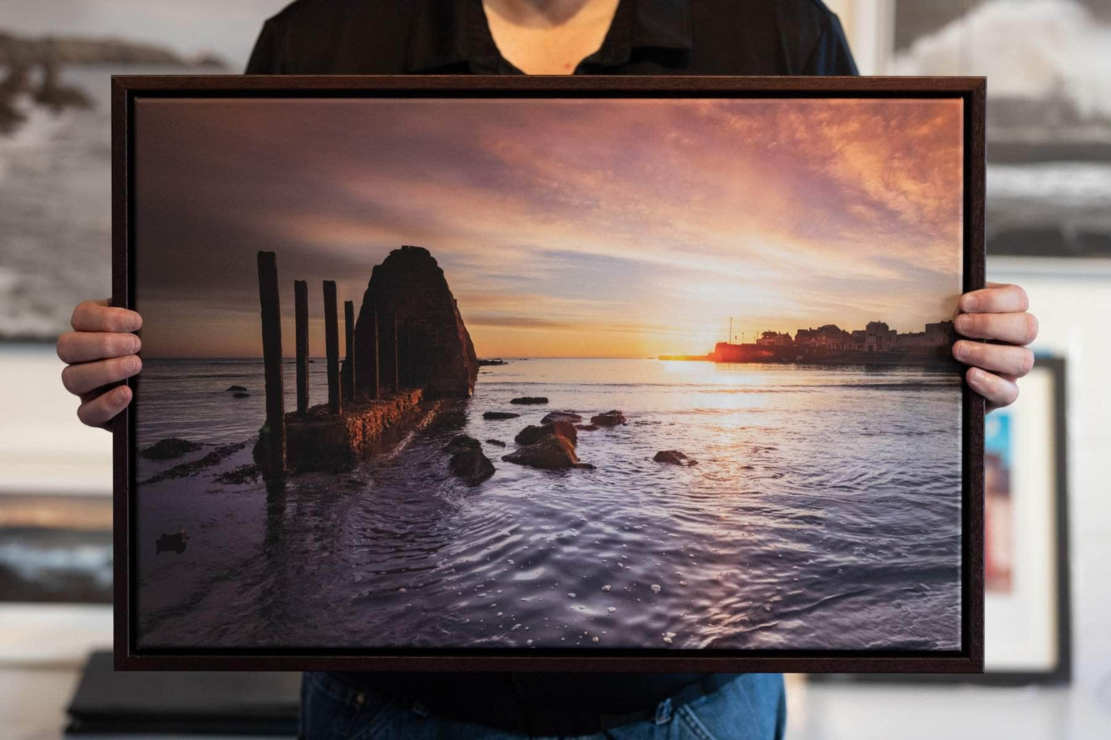 Nua Photography Framed RTG Monet Canvas - Range Wall Rush Harbour at sunrise