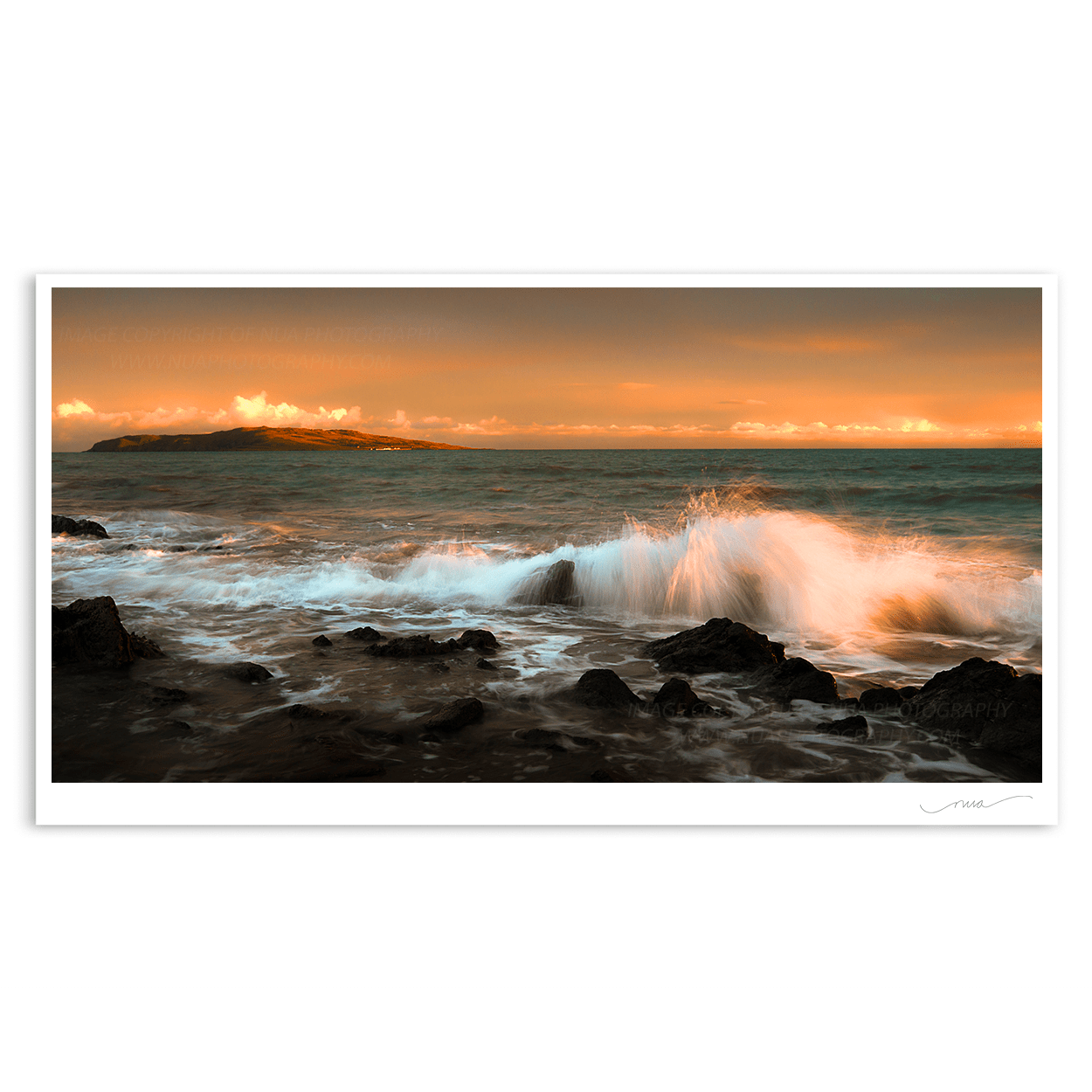 Nua Photography Limited Edition Golden hour Breaking waves  with Lambay Island 63