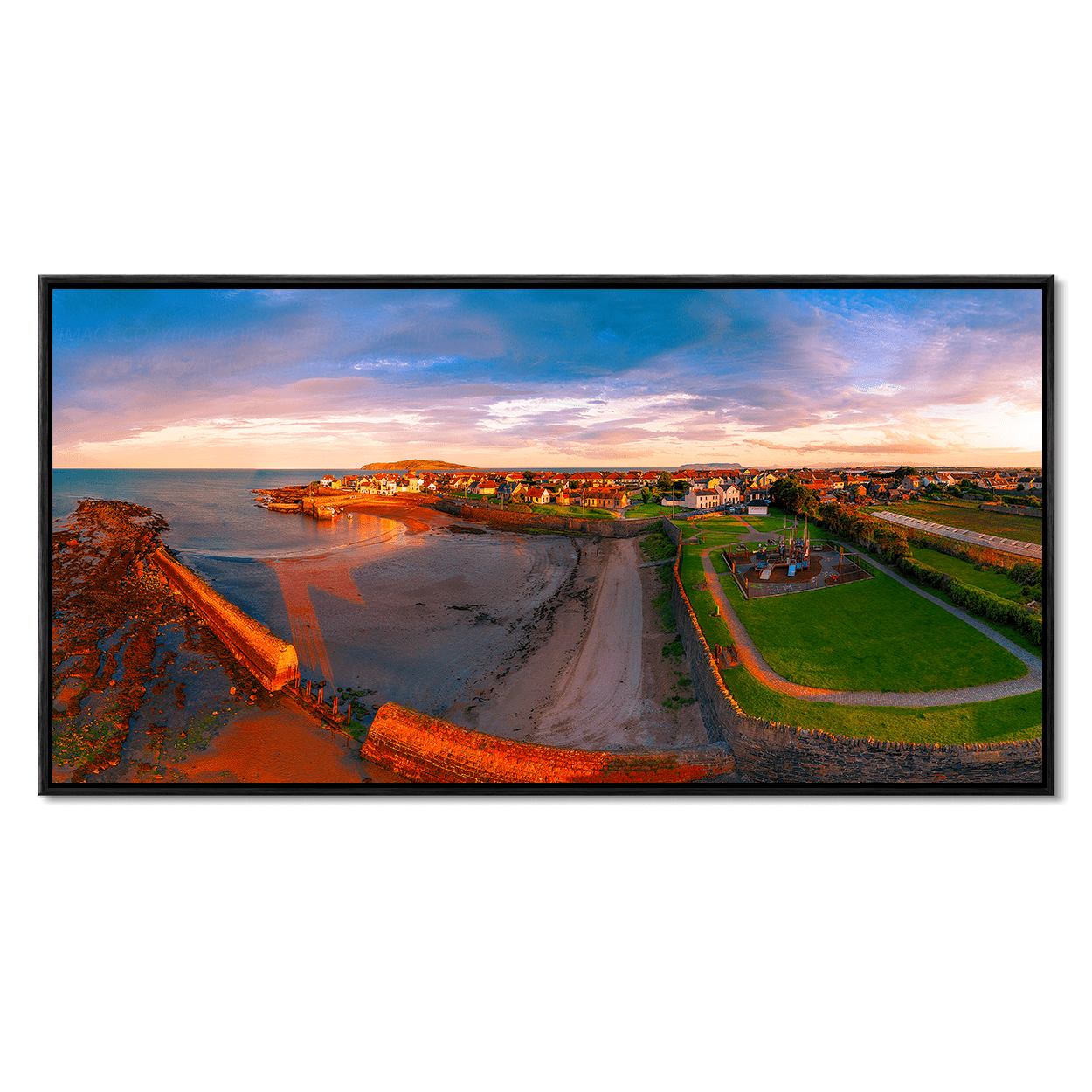 Nua Photography Limited Edition Rush Harbour & Playground Aerial Sunset View panorama