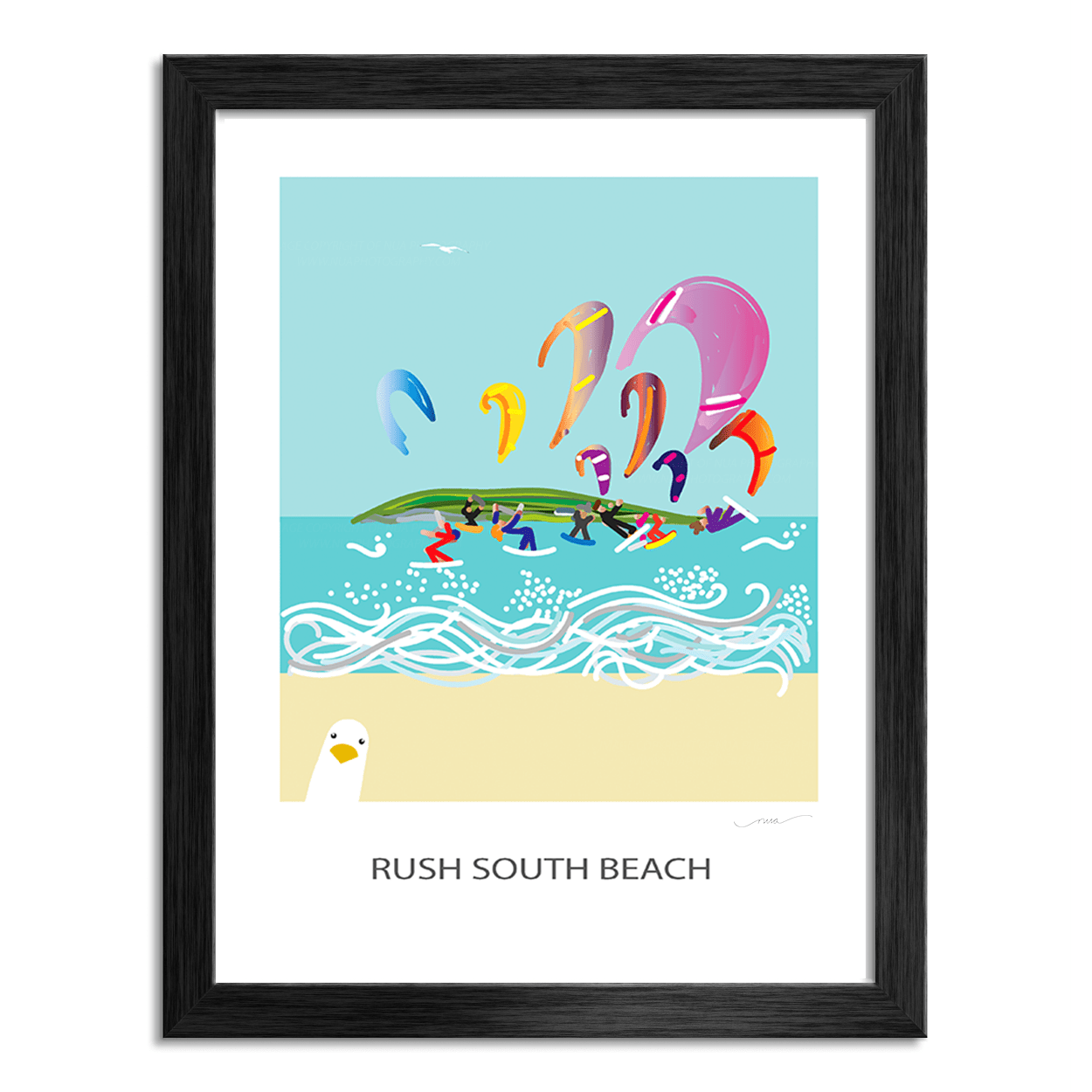 Nua Photography Poster Print Poster Print - Rush South Beach Kite surfers