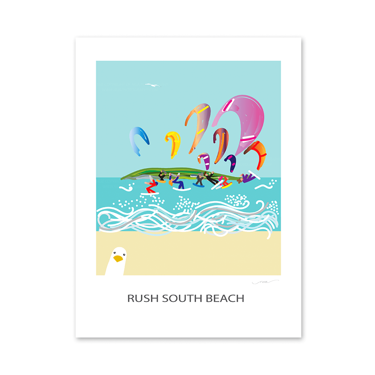 Nua Photography Poster Print Poster Print - Rush South Beach Kite surfers