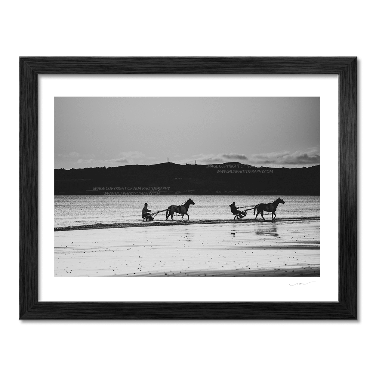 Nua Photography Print A dip in the sea Sulkie harness racers Portmarnock