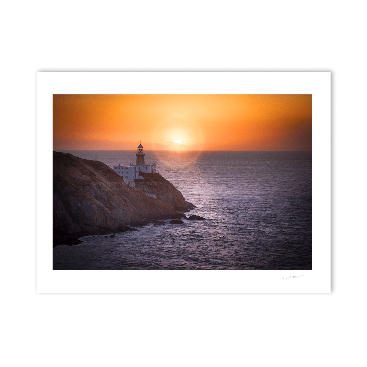 Nua Photography Print Baily Lighthouse at Sunrise