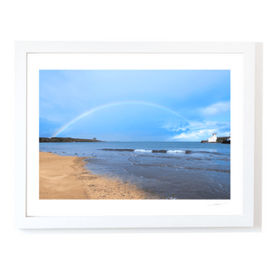 Nua Photography Print Balbriggan Harbour & Beach under a Rainbow