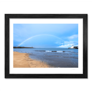 Nua Photography Print Balbriggan Harbour & Beach under a Rainbow