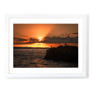Nua Photography Print Boat & Seagull Sunset in Skerries
