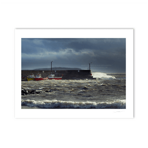 Nua Photography Print Loughshinny Harbour boats in rough sea 47