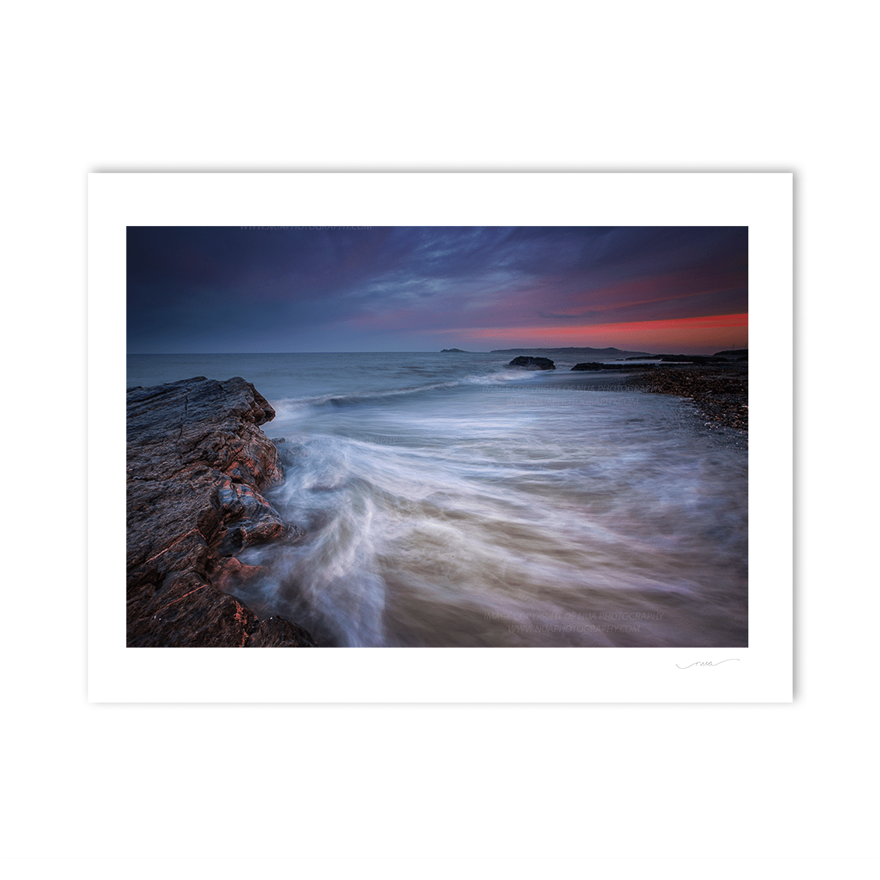 Nua Photography Print Portmarnock Rocks at sunset