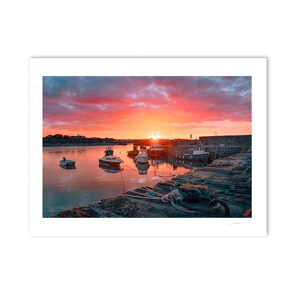 Nua Photography Print Red Sky Sunset at Rush Harbour