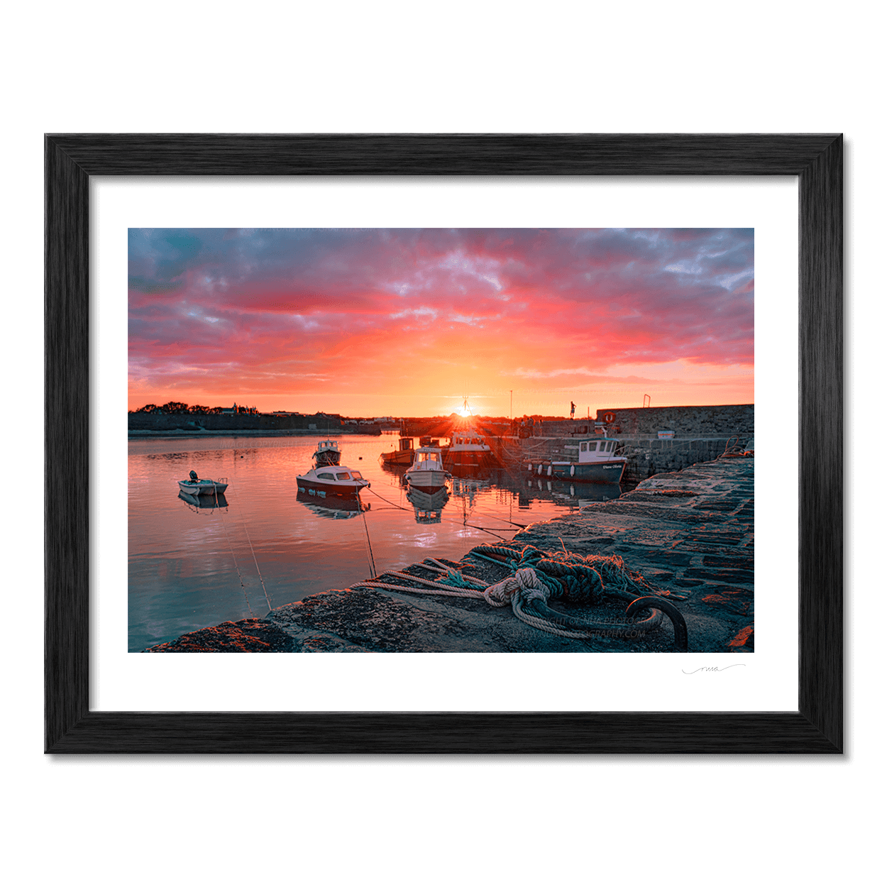 Nua Photography Print Red Sky Sunset at Rush Harbour