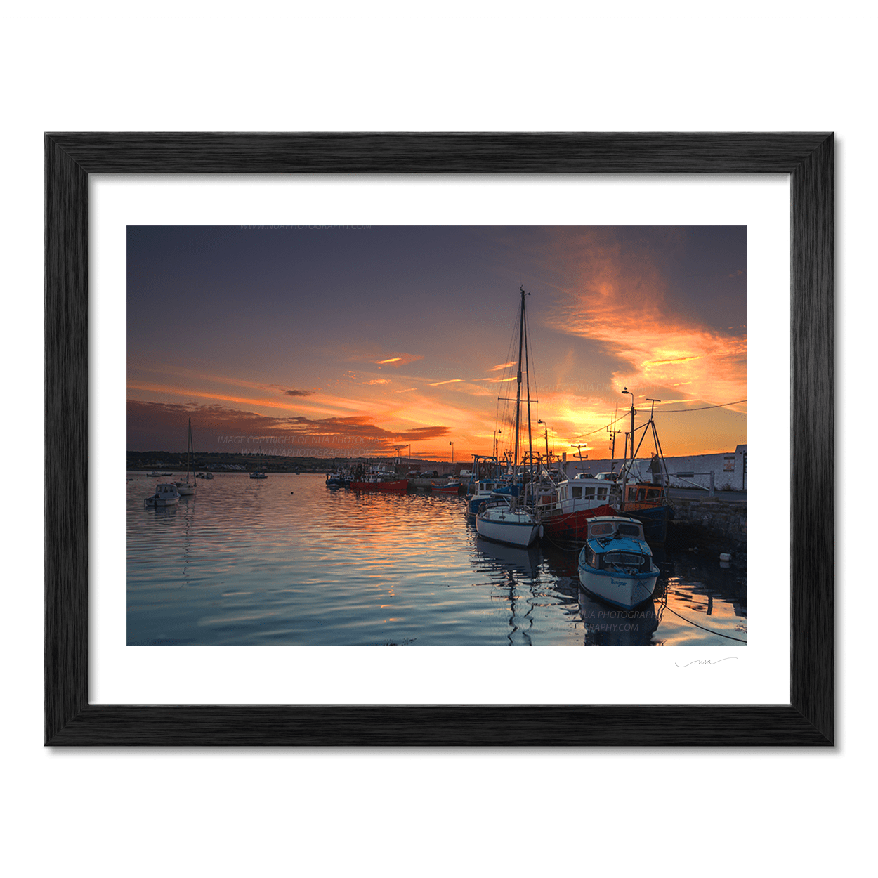 Nua Photography Print Skerries Harbour boats at Sunset 25