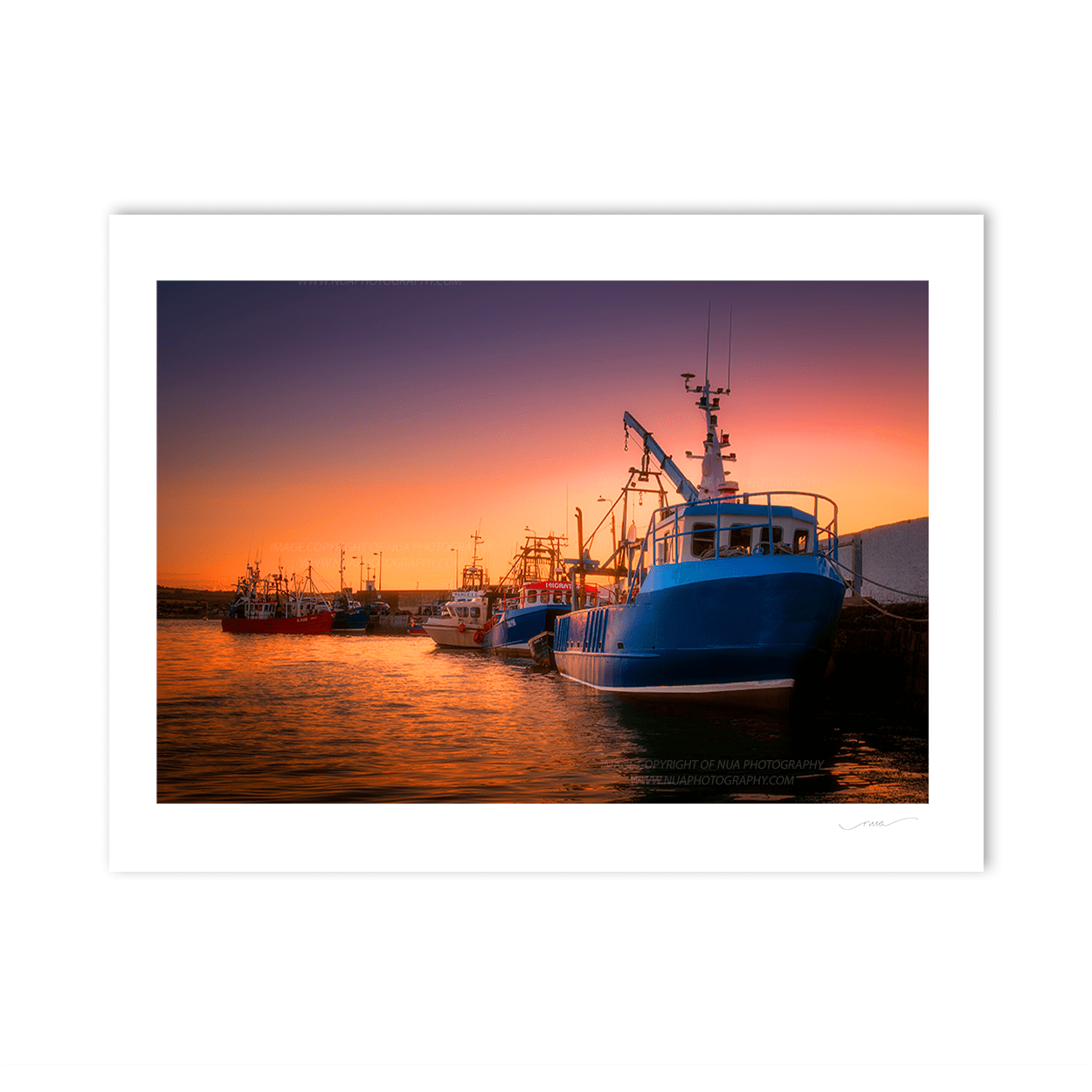 Nua Photography Print Skerries Harbour Orange Glow
