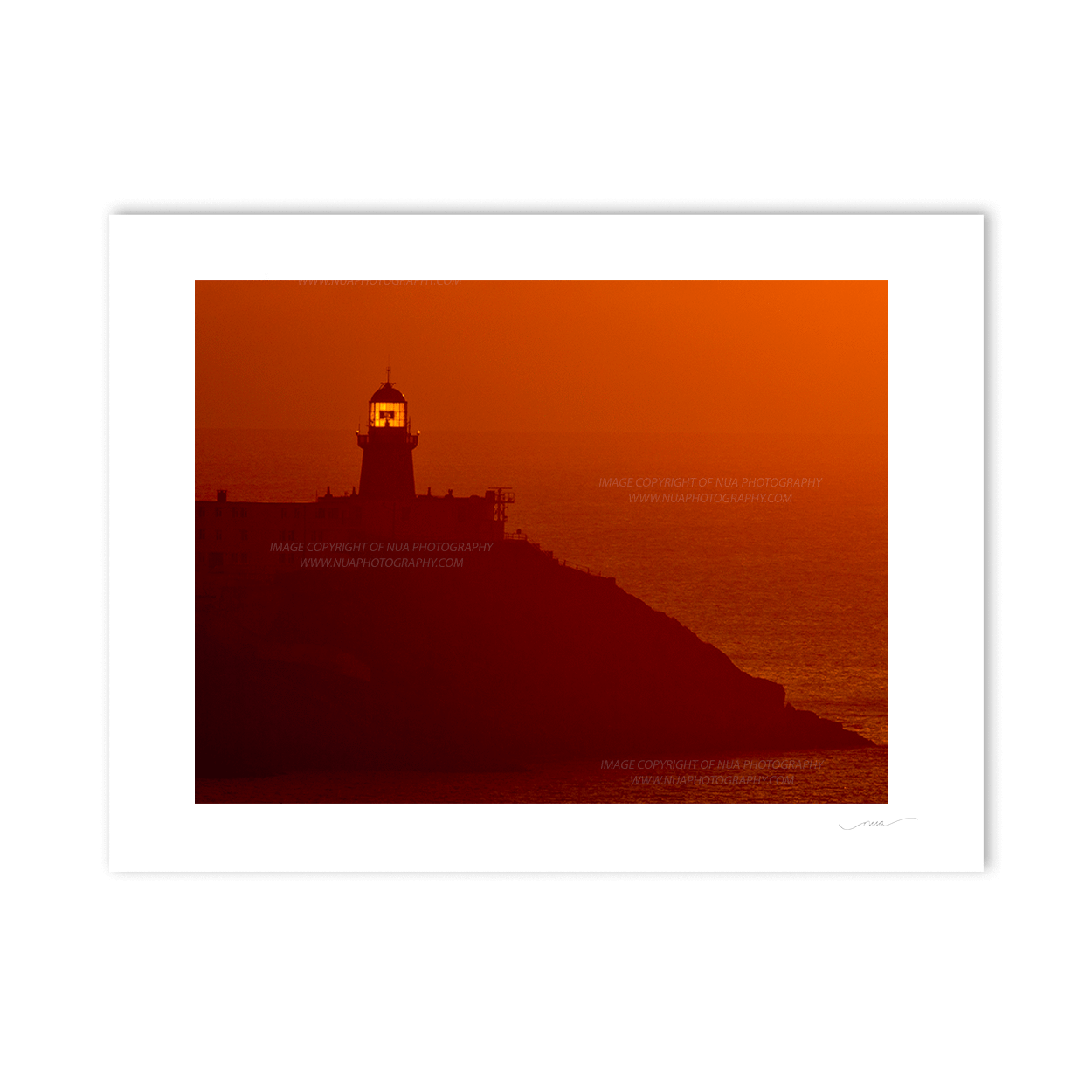 Nua Photography Print The Baily Light House Howth , Red Sky