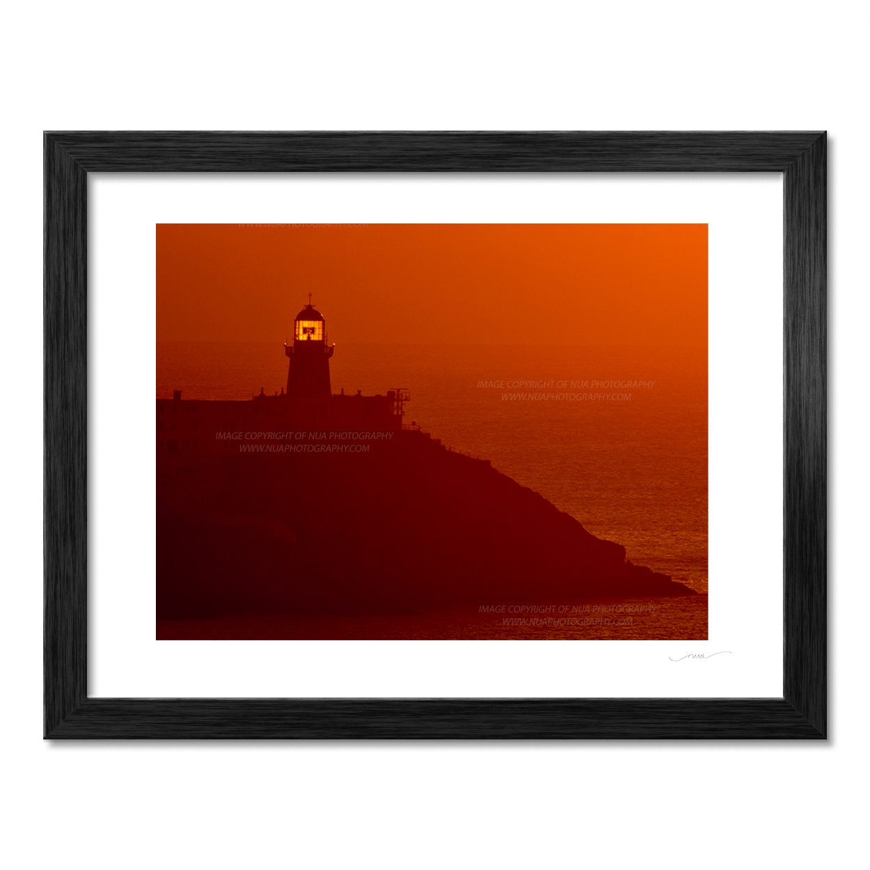 Nua Photography Print The Baily Light House Howth , Red Sky