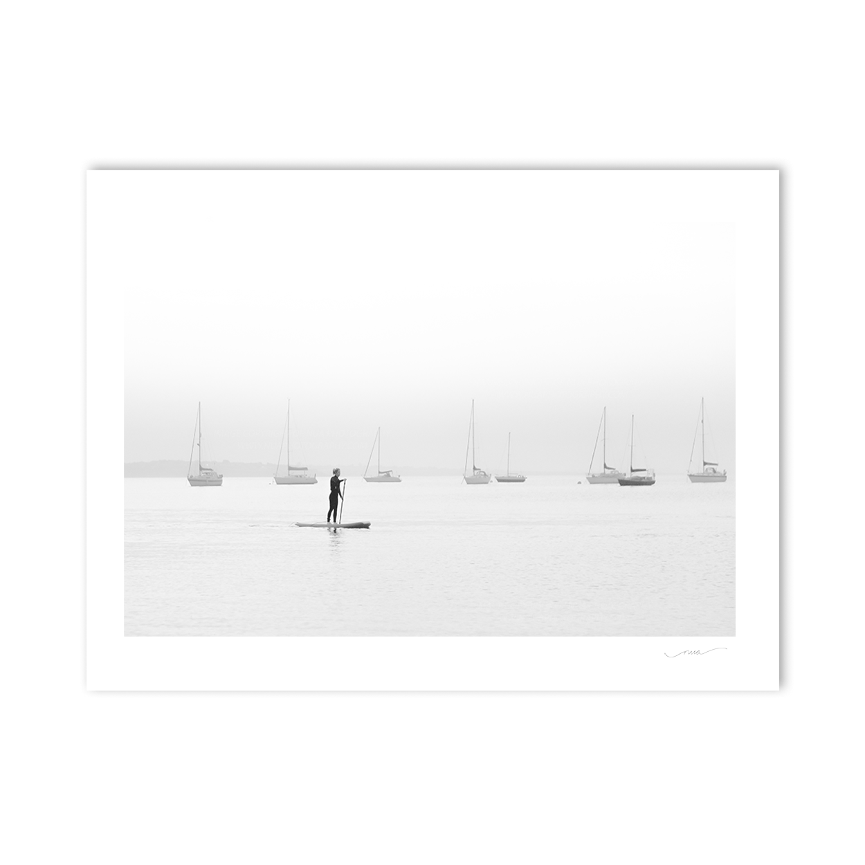 Nua Photography Print The lone paddle boarder in Skerries B&W 34
