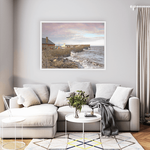 Nua Photography Print Waves hit Balbriggan Harbour wall